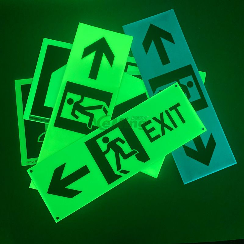 Safety Man Running Right Sign Aluminum Photoluminescent (Glow In The Dark) Exit Sign