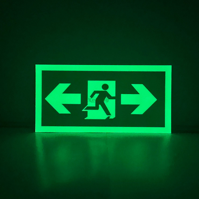 Glow in the dark fire exit sign sticker emergency luminous warning sign photoluminescent fire evacuation sign
