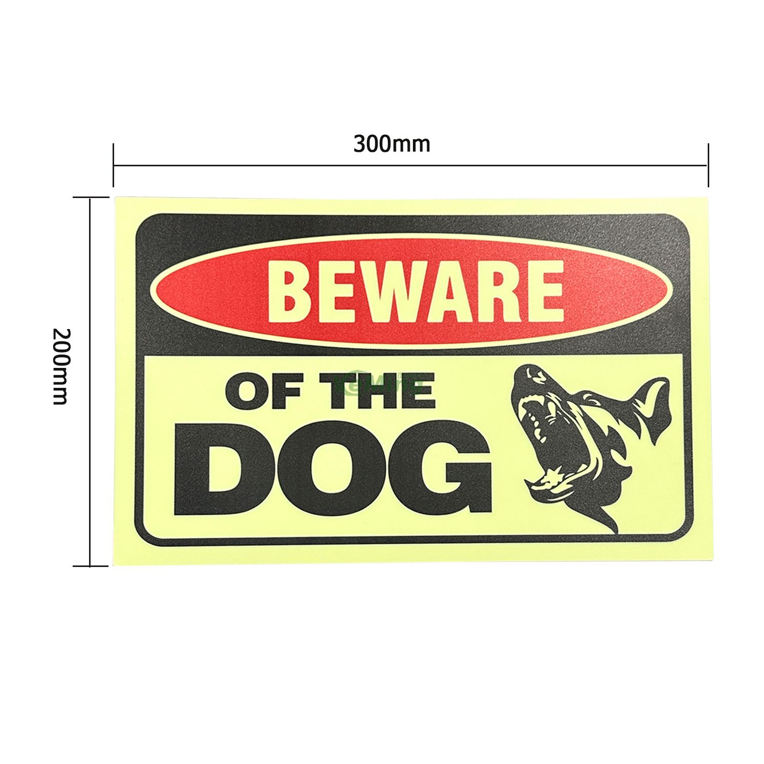 Glow in The Dark Beware of The Dog Warning Sign Photoluminescent Warning Dog Sign