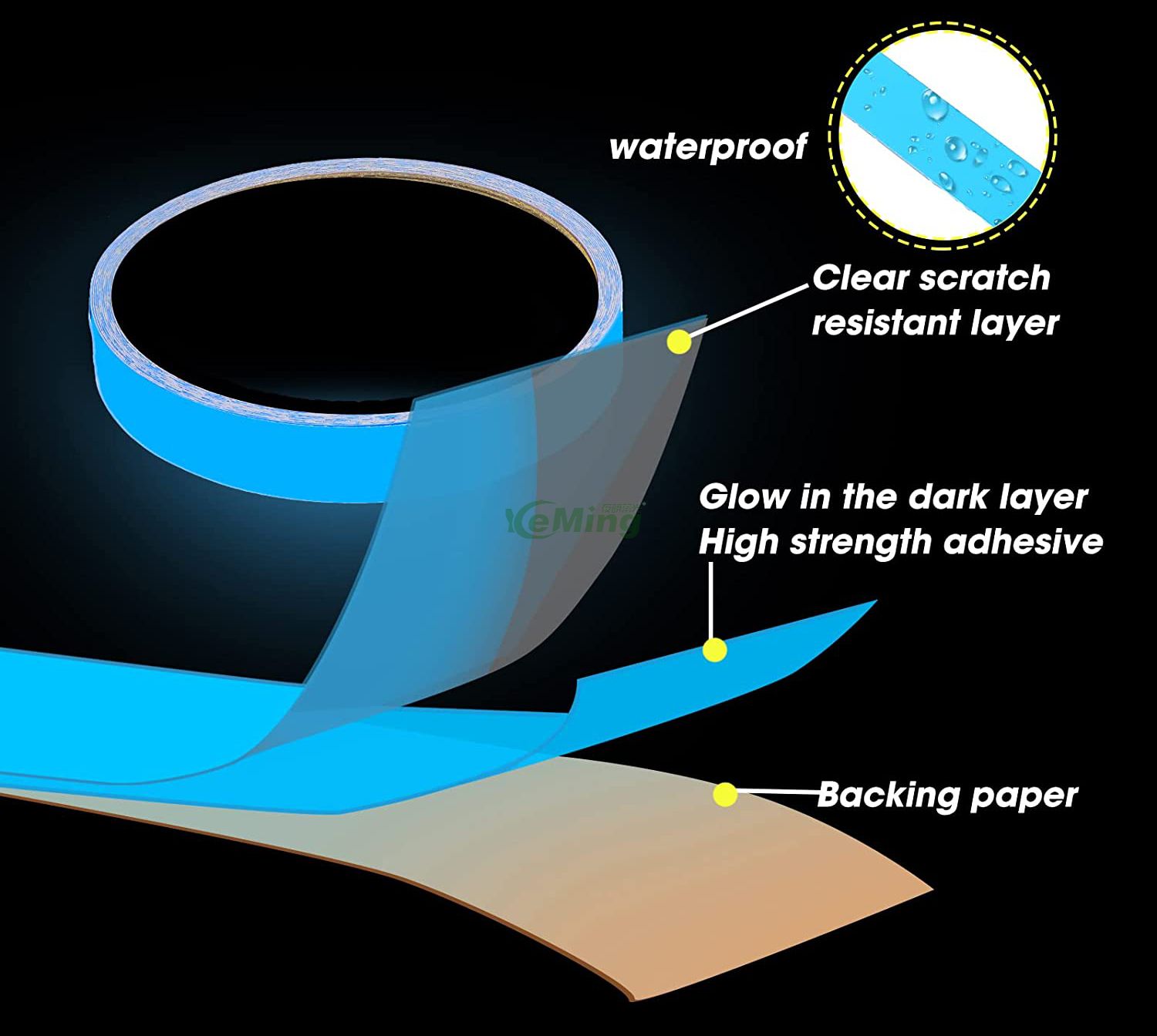 Glow in Dark Roll Tape Wholesales Photoluminescent Tape Glowing Tape