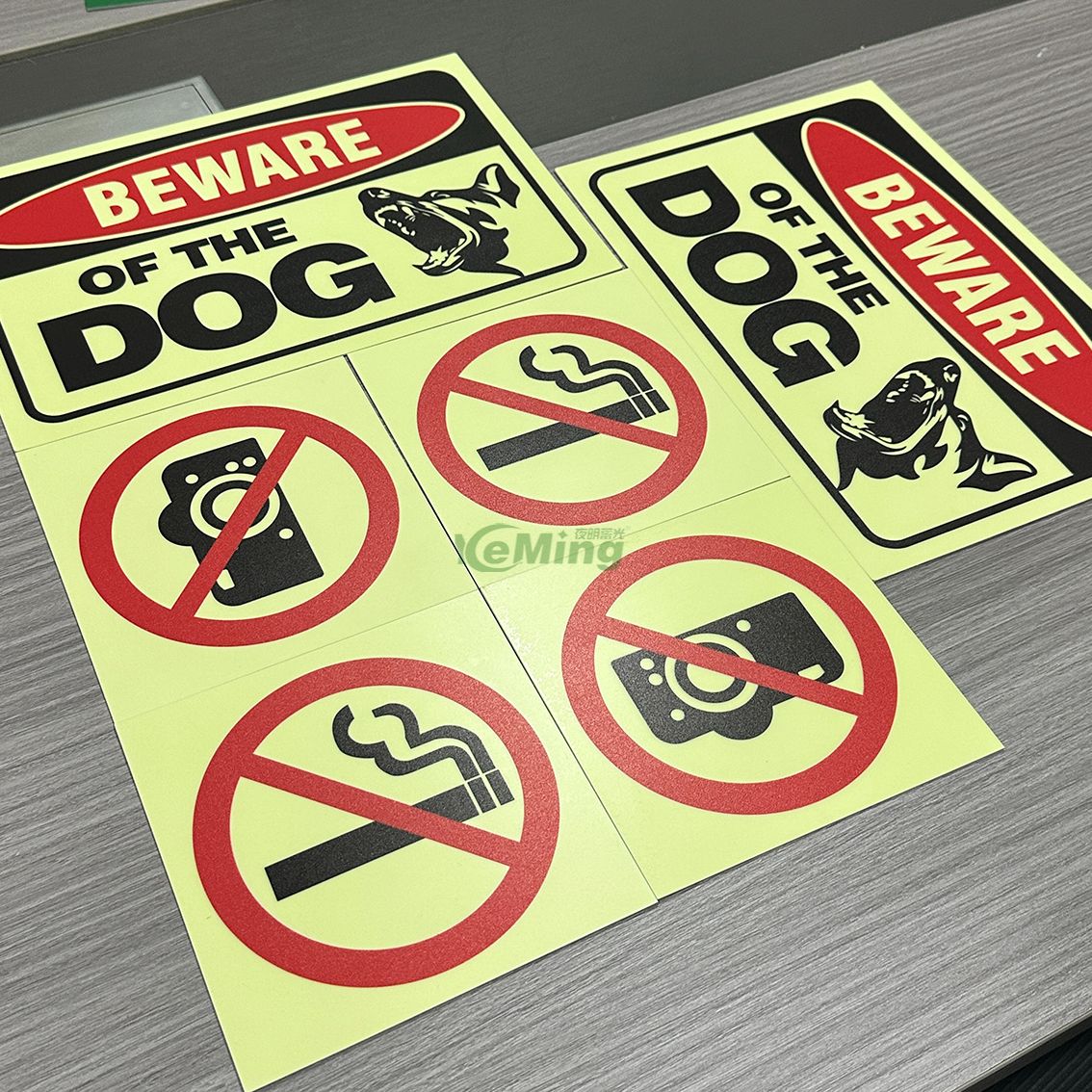 Glow in The Dark Beware of The Dog Warning Sign Photoluminescent Warning Dog Sign