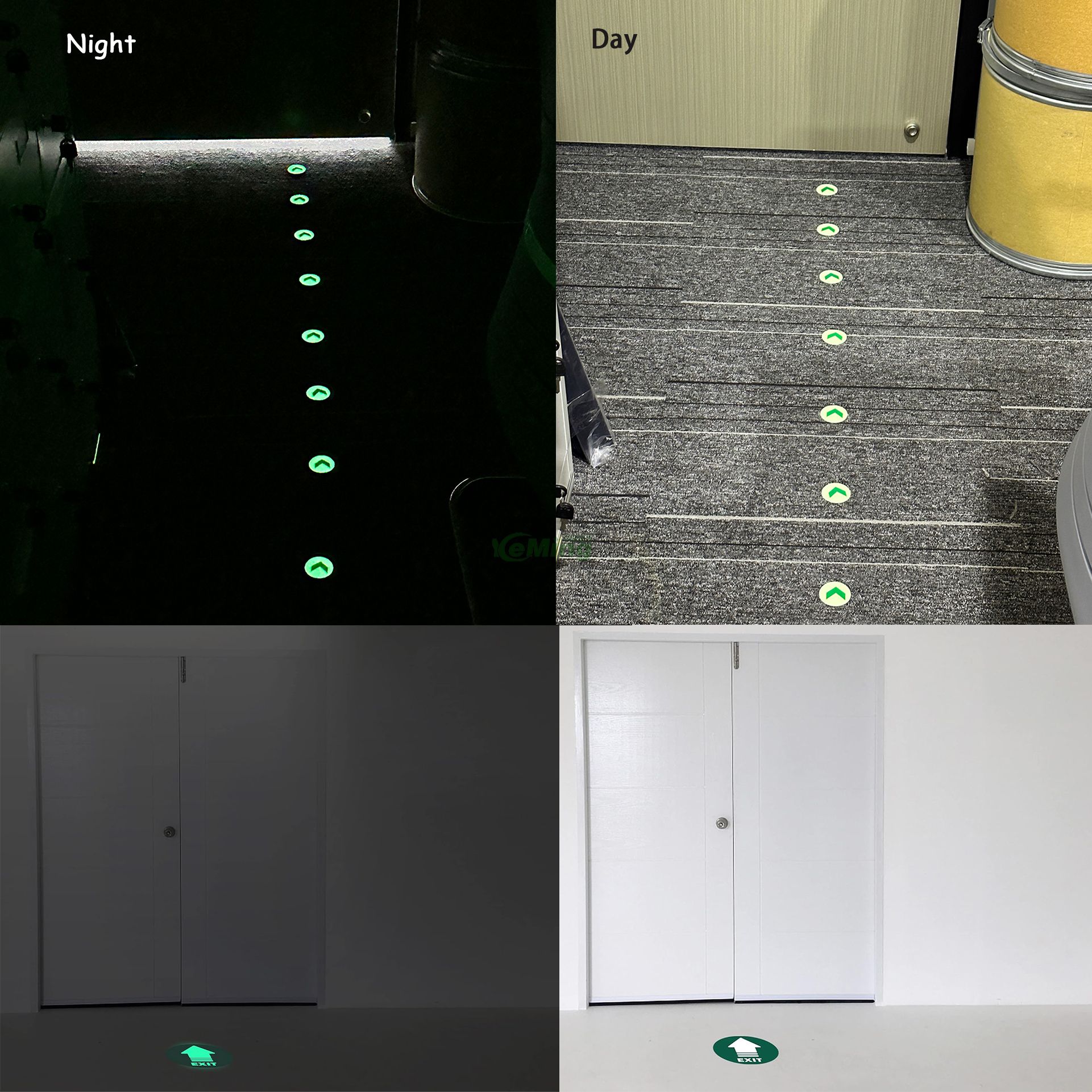 Diameter 40mm Exit Floor Signs Glow In The Dark Safety Exit Arrow Down Floor Signs photoluminescent