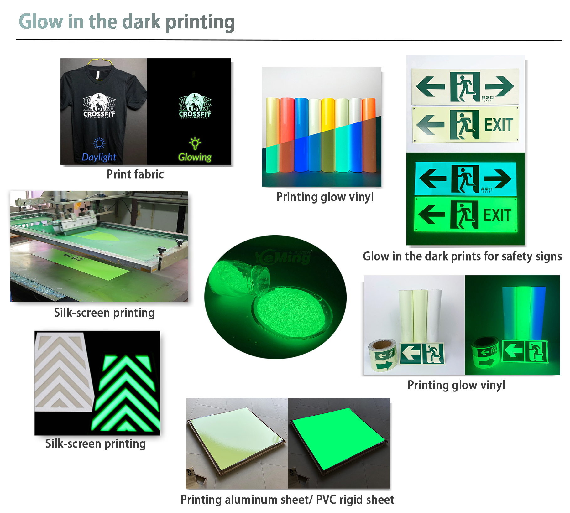 Glow in The Dark Powder for Photo-luminescent Plastisol Inks,Glow in The Dark Screen Printing Plastisol Ink And Glow in Dark Plastisol Ink