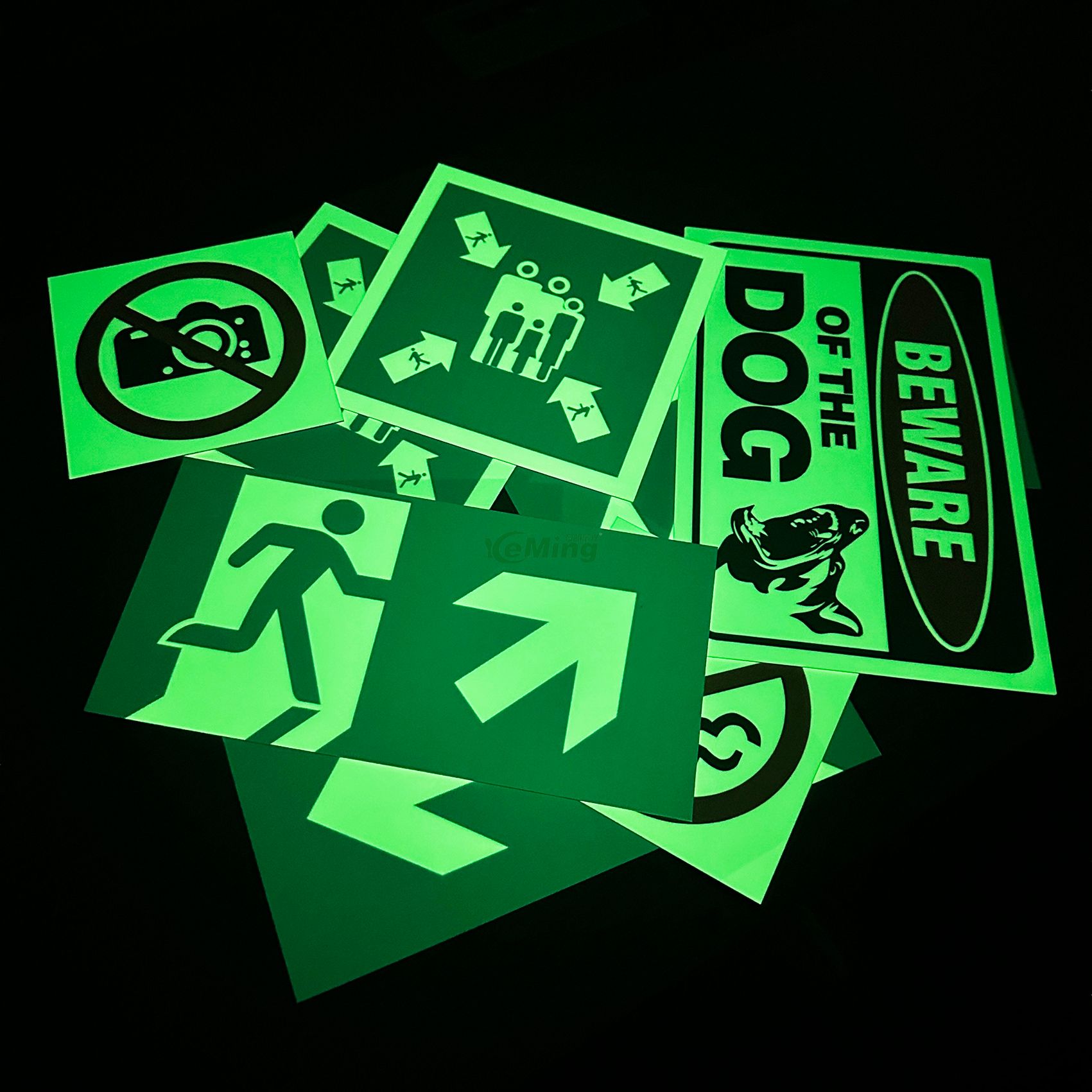 Glow in The Dark Beware of The Dog Warning Sign Photoluminescent Warning Dog Sign