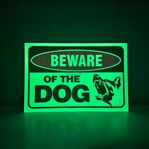 Glow in The Dark Beware of The Dog Warning Sign Photoluminescent Warning Dog Sign