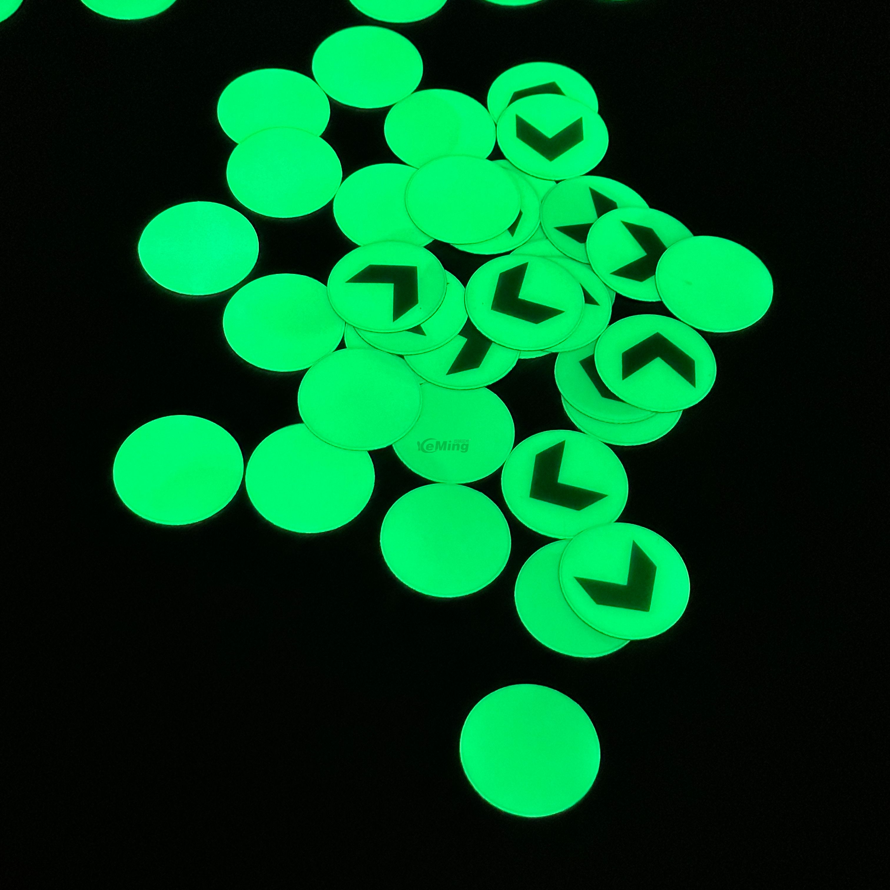 Diameter 40mm Exit Floor Signs Glow In The Dark Safety Exit Arrow Down Floor Signs photoluminescent
