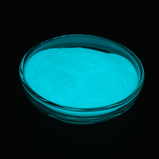 Large Particle Size Aqua Photoluminescent Pigment Powder