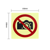 Self-Adhesive PVC No Photography Sign Safety Warning Sign Photoluminescent No Photography Sign No Smoking Sign 