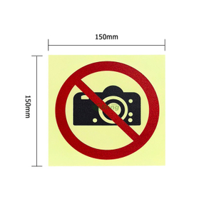 Self-Adhesive PVC No Photography Sign Safety Warning Sign Photoluminescent No Photography Sign No Smoking Sign 