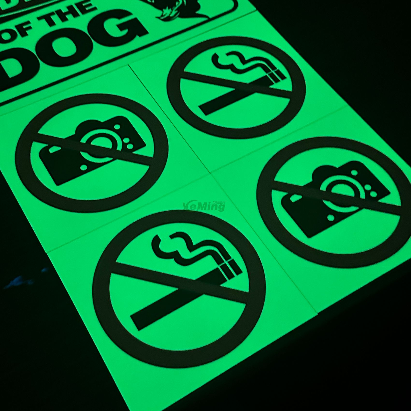 Custom Design Pvc No Photography Glow in the Dark No Video Recording Sign Warning Sign