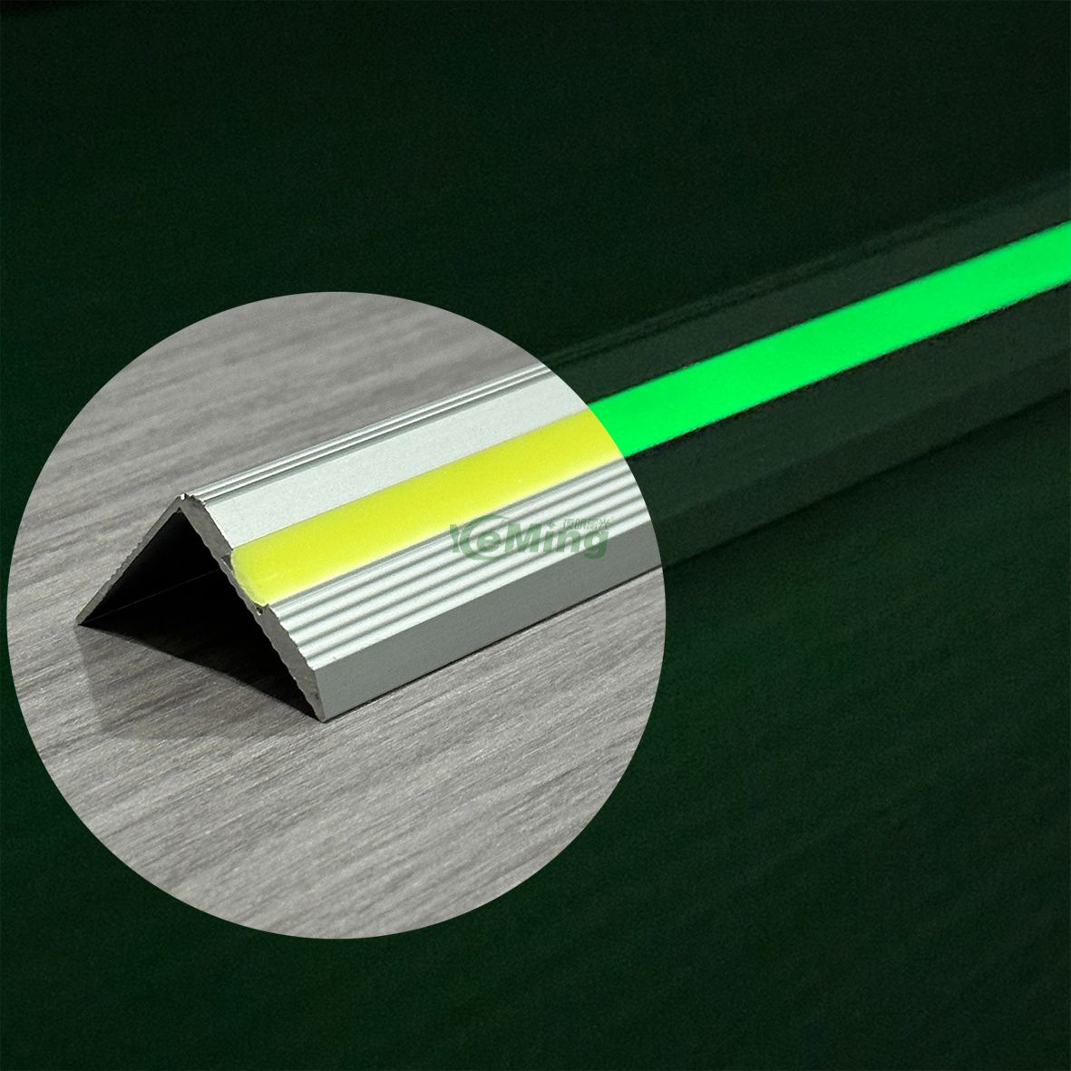 Easy Install Aluminum Photoluminescent Stair Nosing Glow Non Slip Stair Treads 