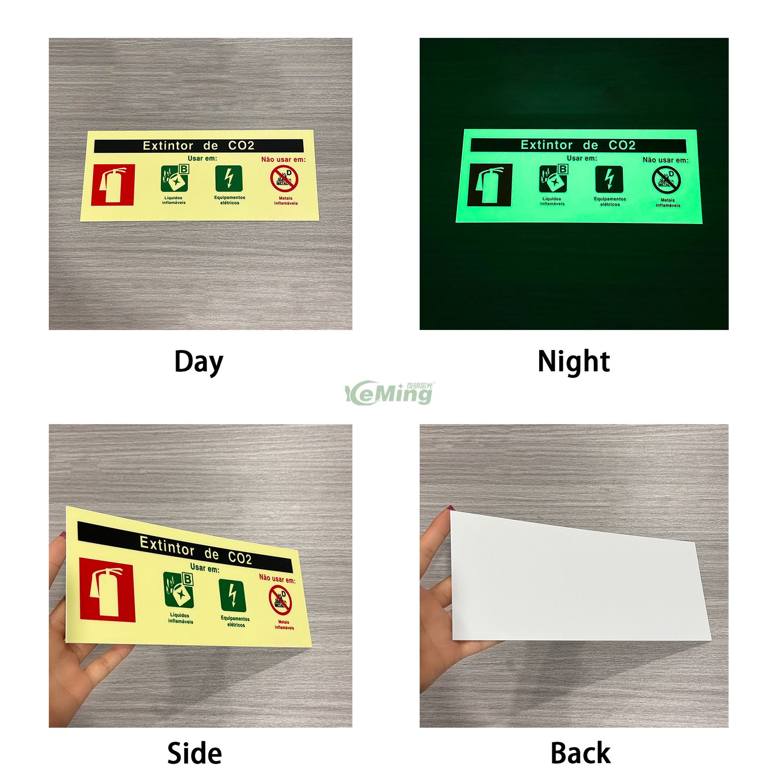 Co2 Extinguishing Sign Plate Photoluminescent Fire Extinguisher Location Signs Safety Warning Sign