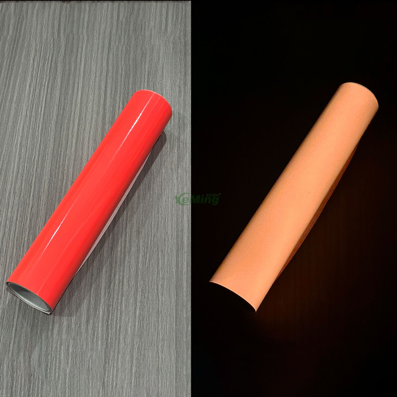 Peach pink Night Glow Self-Adhesive Tape Glow in the Dark Vinyl Film for Warning Signs and Markings