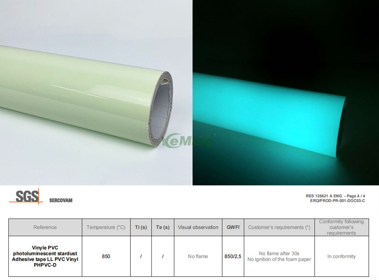 Blue Green Glow in The Dark Vinyl Photoluminescent Film Vinyl for Exit Sign