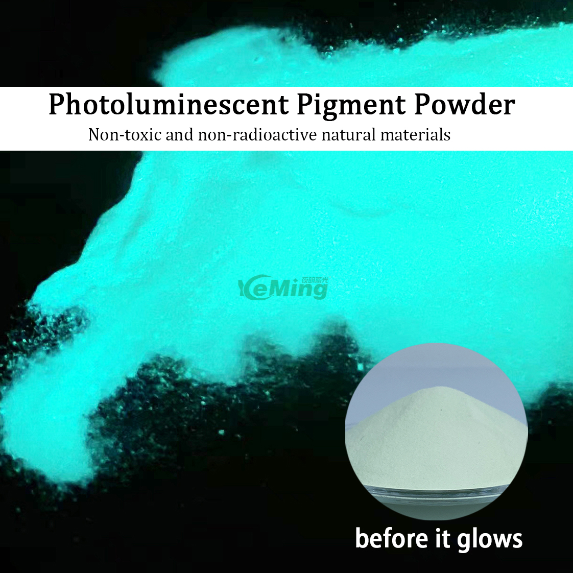  Water-proof Luminous Pigment 20 Years Life Blue Green Glow in The Dark Pigment Powder for Resin And Ink