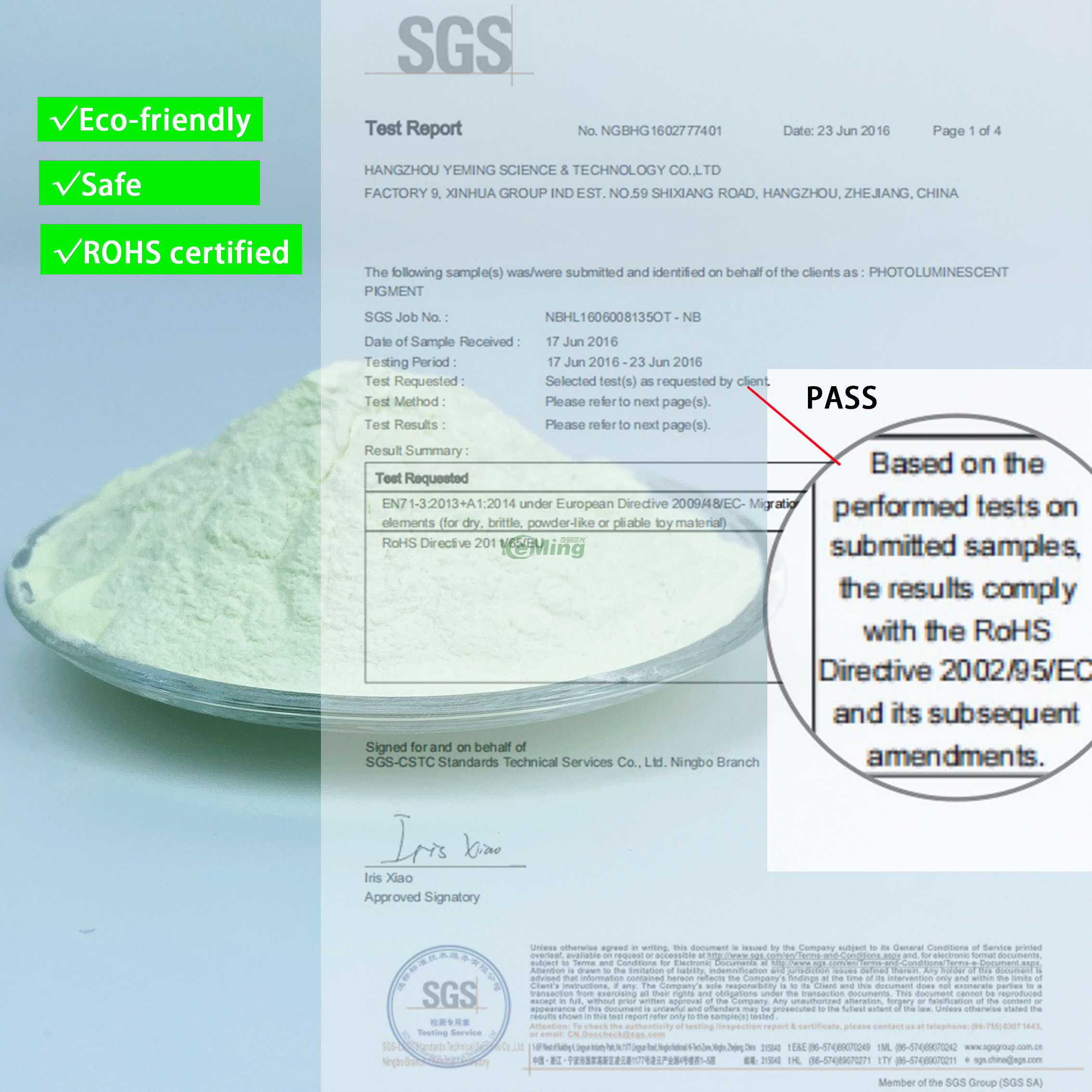 50um-75um - Fast Light Absorption Aqua Photoluminescent Powder Pigment 