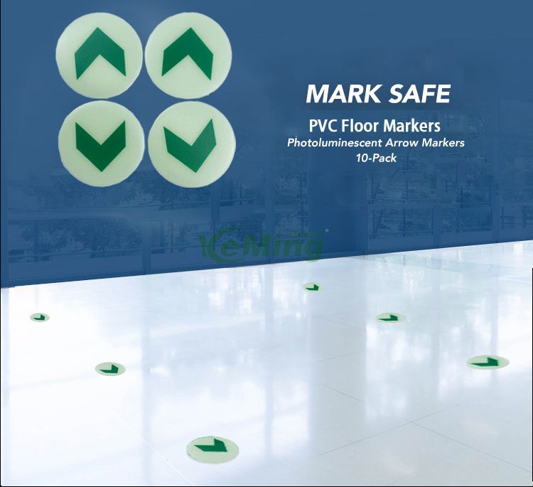 Diameter 40mm Exit Floor Signs Glow In The Dark Safety Exit Arrow Down Floor Signs photoluminescent