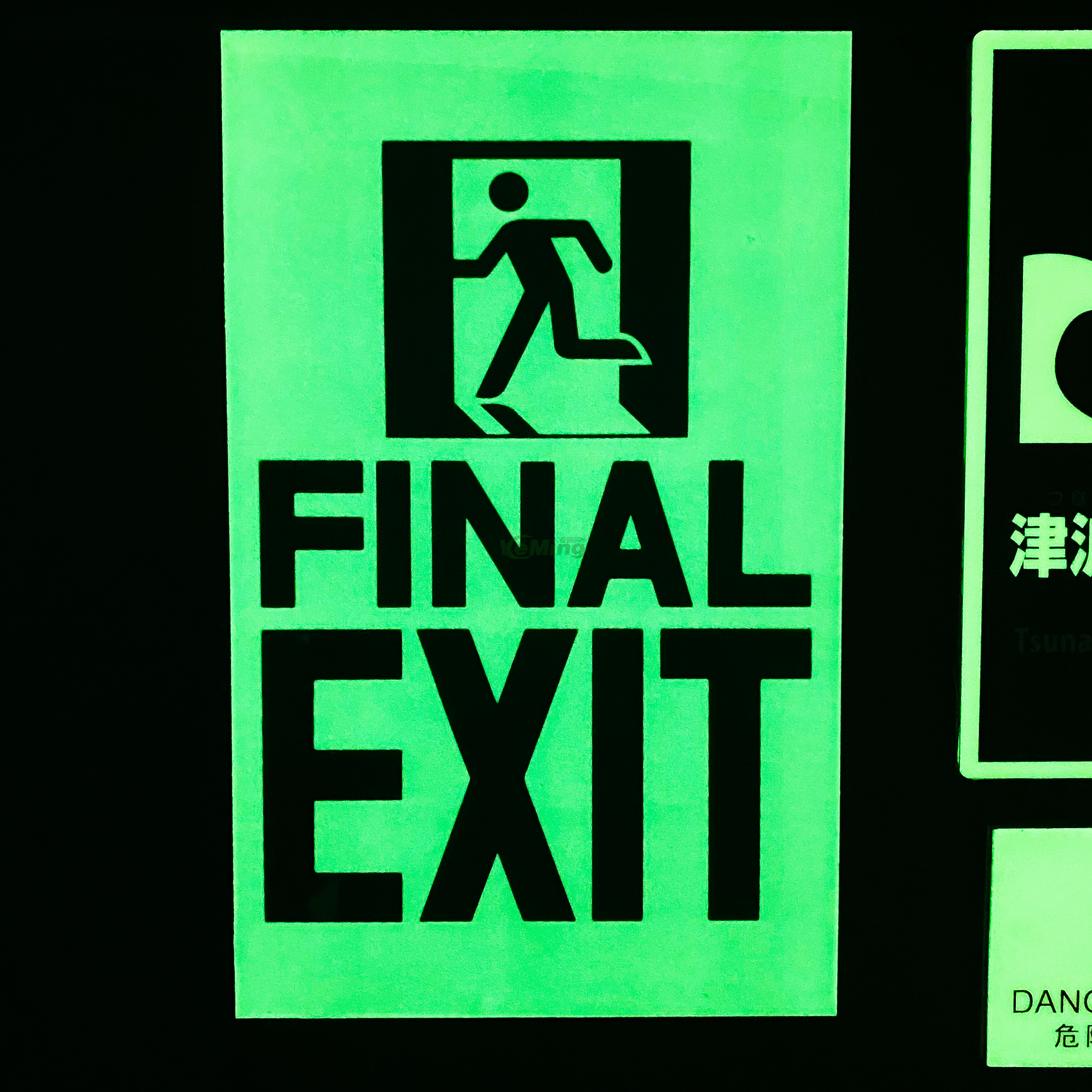 Custom Self Luminous Exit Sign Green Photoluminescent Exit Signs