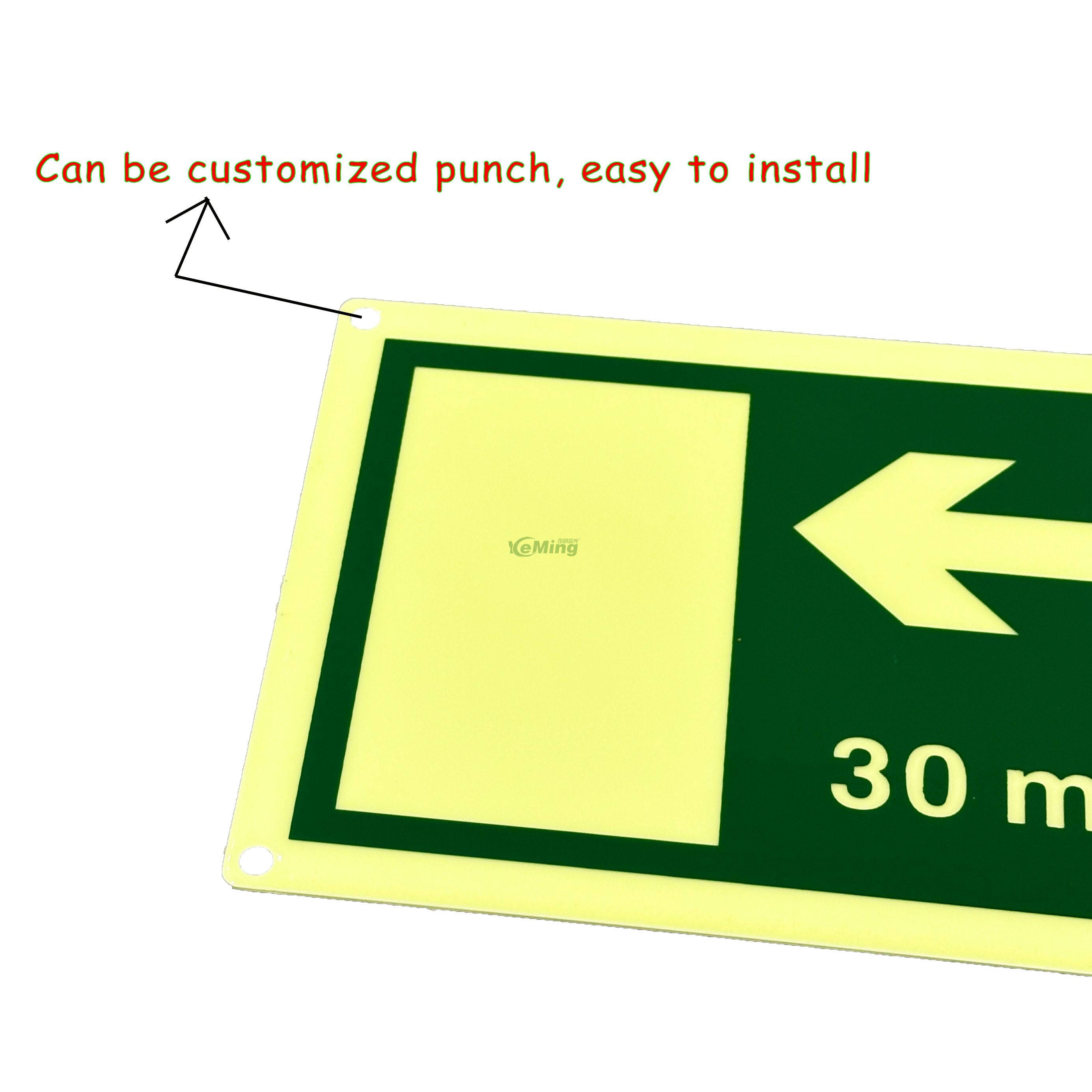 Custom Tunnel Safety Warning Signs Glow in The Dark Photoluminescent Signs