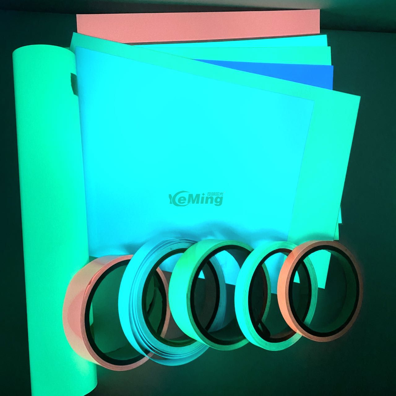 Blue Green Glow in The Dark Vinyl Photoluminescent Film Vinyl for Exit Sign