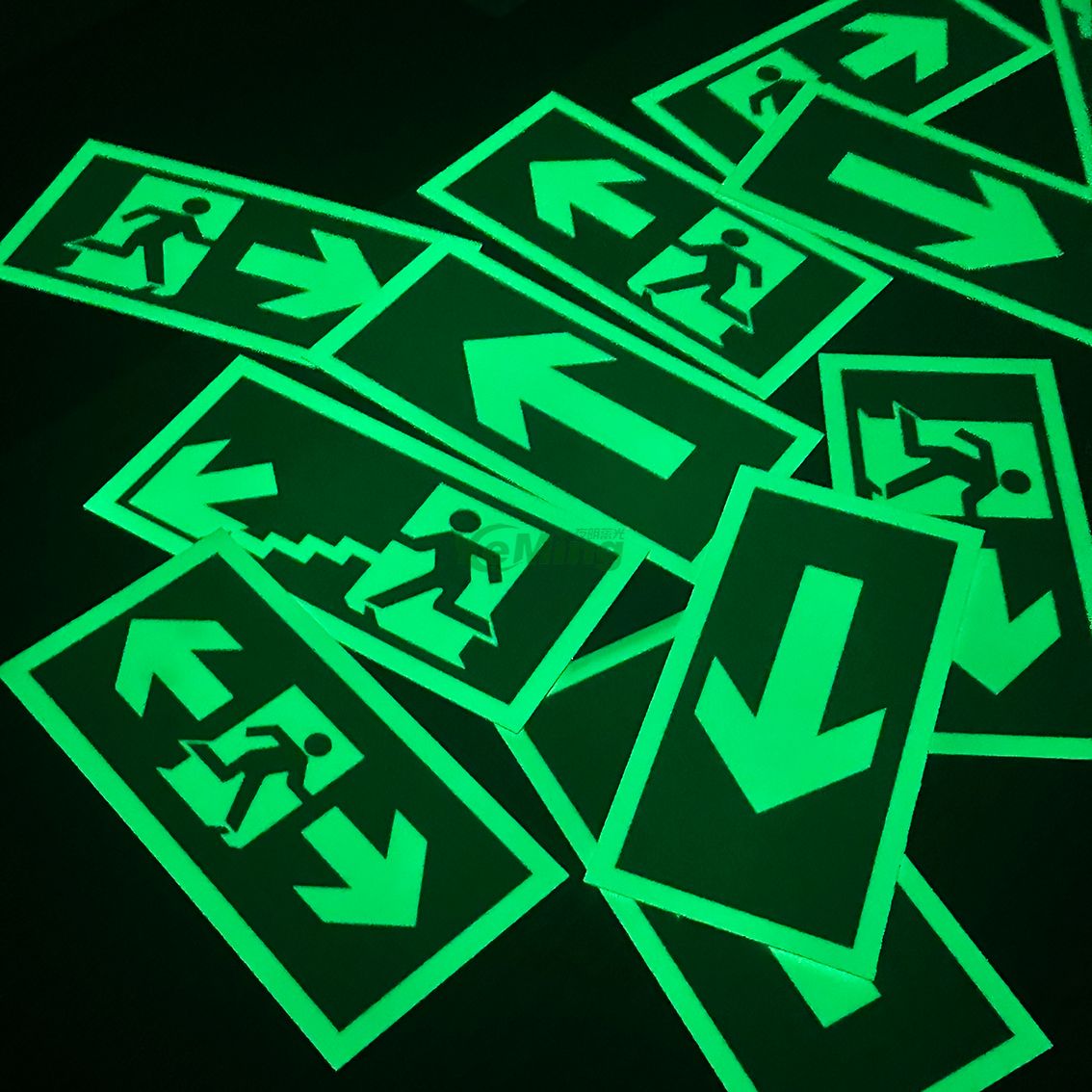 Glow in the dark fire exit sign sticker emergency luminous warning sign photoluminescent fire evacuation sign